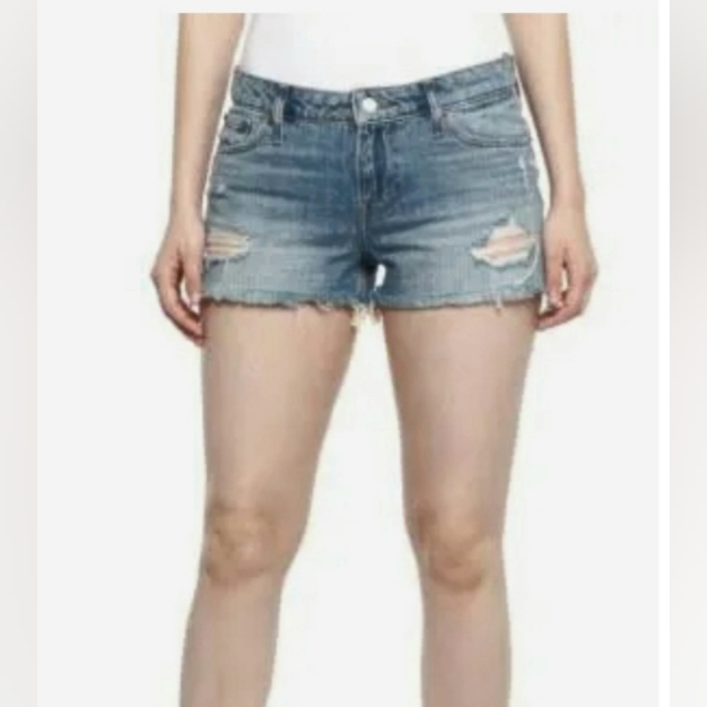 Lucky Brand Malibu Blue Denim Distressed Cut-off Jean Shorts 25 - Picture 2 of 14